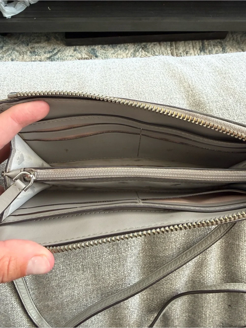 kate spade Light Gray Pebbled Leather Crossbody